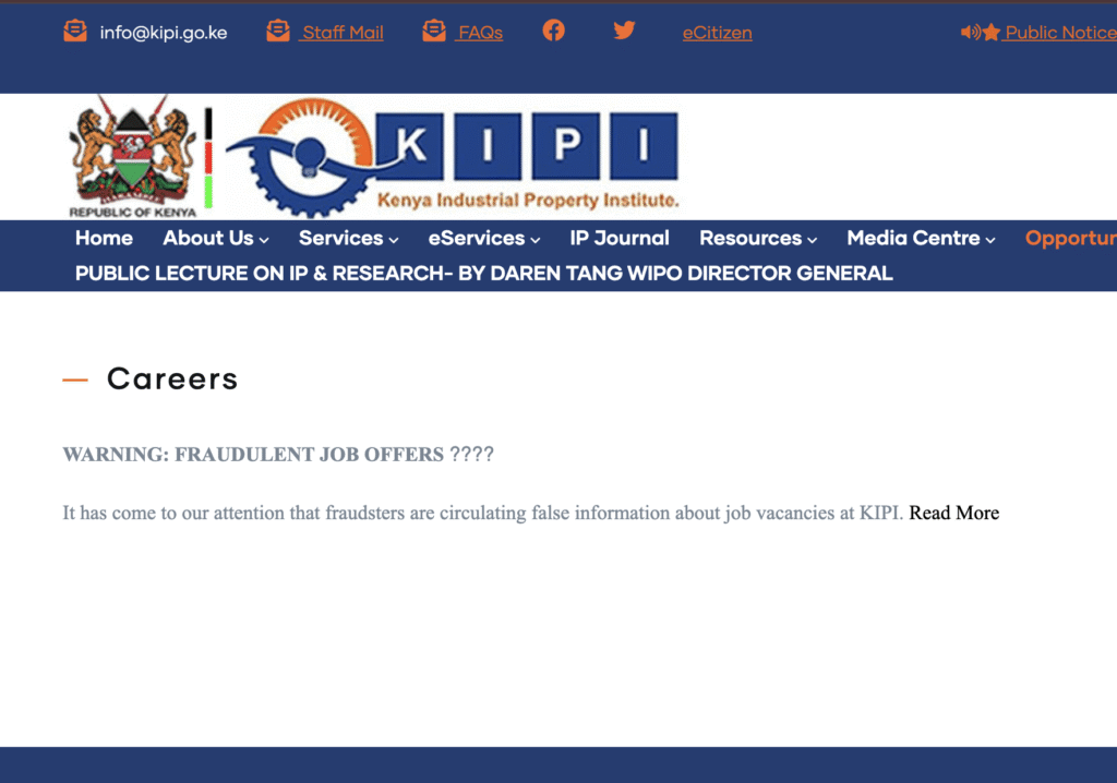 KIPI Recruitment 2025: Kenya Industrial Property Institute Jobs Portal